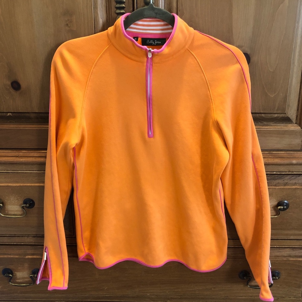 Bobby Jones Pima Cotton Orange Quarter Zip Pullover Golf Activewear’s